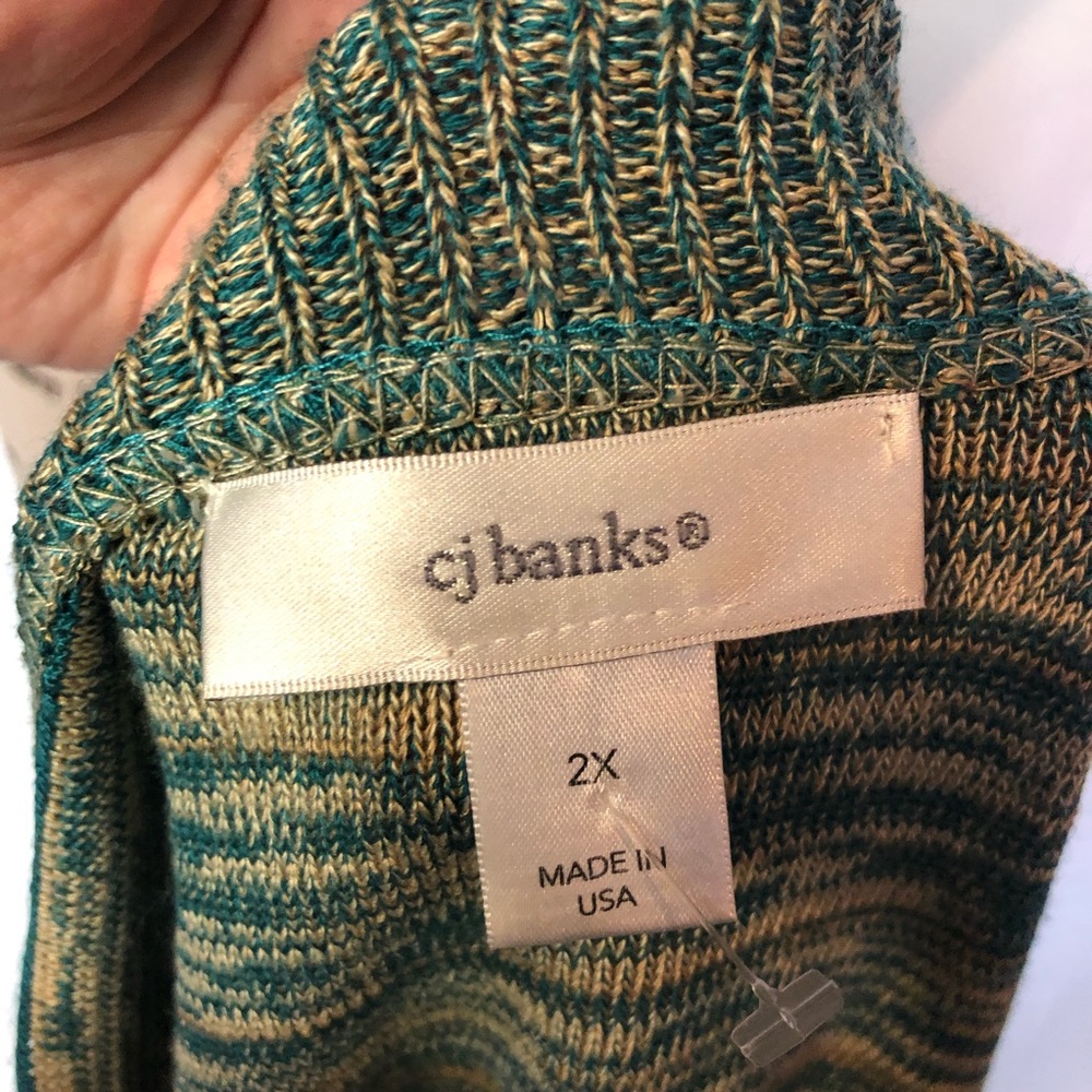 Cj Banks sz 2x striped open front sweater teal tan - Picture 5 of 6